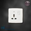 MULTI 13A SOCKET WITH SWITCH AND NEON (BIG BUTTON) (WHITE+GOLD)