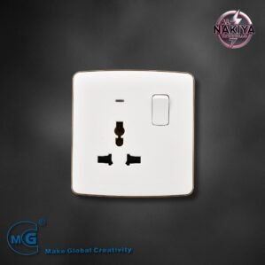 MULTI 13A SOCKET WITH SWITCH AND NEON (BIG BUTTON) (WHITE+GOLD)