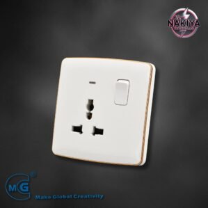 MULTI 13A SOCKET WITH SWITCH AND NEON (BIG BUTTON) (WHITE+GOLD)