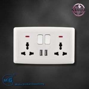 MULTI 13A SOCKET DOUBLE WITH SWITCH, NEON AND USB +TYPE C