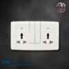 ANDNEON(BIGBUTTON)(WHITE+GOLD) MULTI 13A SOCKET DOUBLE WITH SWITCH