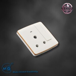 15A SOCKET WITH SWITCH AND NEON (BIG BUTTON) (WHITE+GOLD)