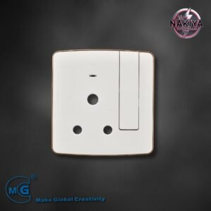 15A SOCKET WITH SWITCH AND NEON (BIG BUTTON) (WHITE+GOLD)