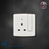 13A SOCKET WITH SWITCH AND NEON (BIG BUTTON) WHITE +GOLD