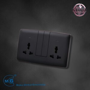 ANDNEON(BIGBUTTON)( GOLD+GOLD) MULTI 13A SOCKET DOUBLE WITH SWITCH