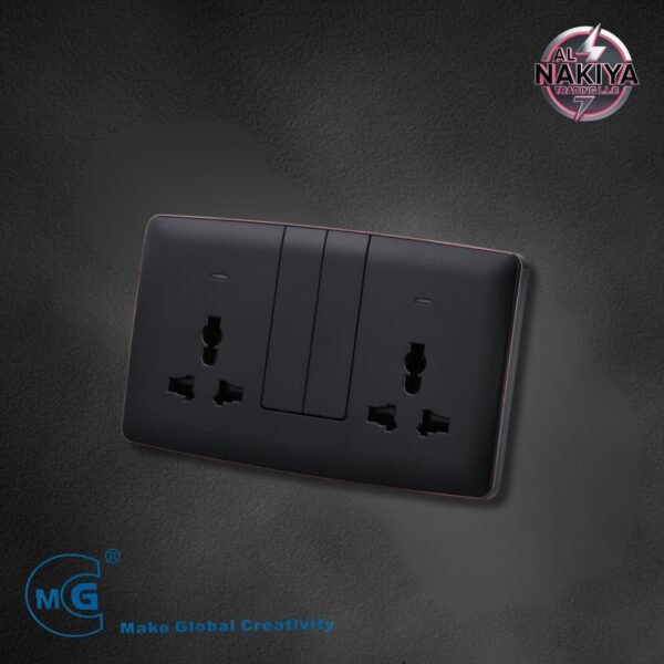 ANDNEON(BIGBUTTON)( GOLD+GOLD) MULTI 13A SOCKET DOUBLE WITH SWITCH