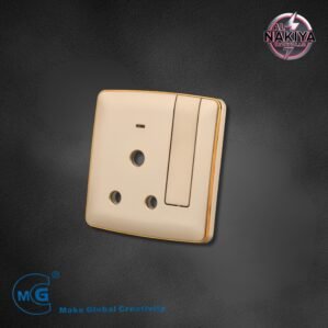 15A SOCKET WITH SWITCH AND NEON (BIG BUTTON) (GOLD+GOLD)