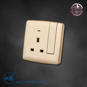 13A SOCKET WITH SWITCH AND NEON (BIG BUTTON) GOLD +GOLD