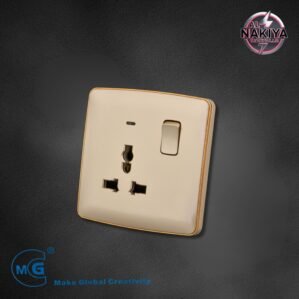 MULTI 13A SOCKET WITH SWITCH AND NEON (BIG BUTTON) (GOLD+GOLD)